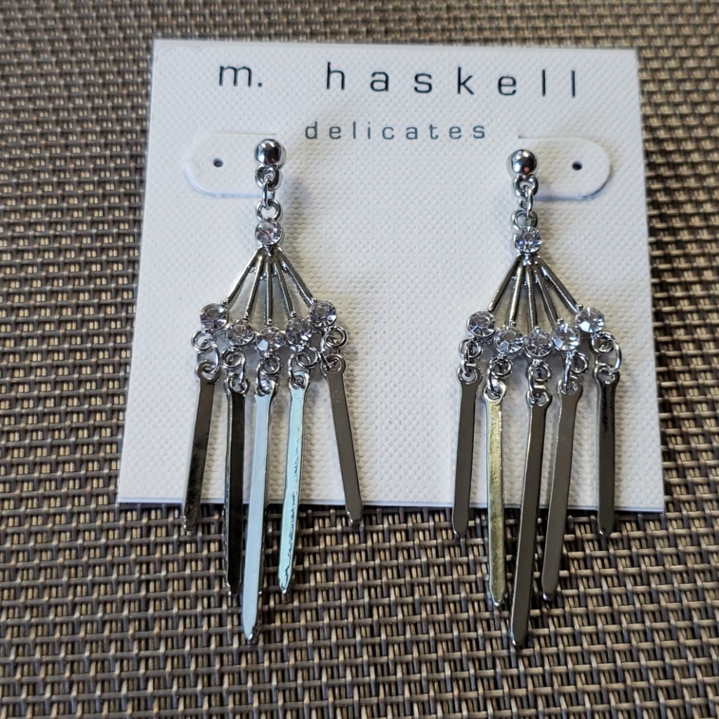 M Haskell Rhinestone Fringe Drop Earrings 10$